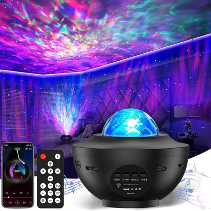 Galaxy Star Projector Night Light – Bluetooth & USB Music Lamp