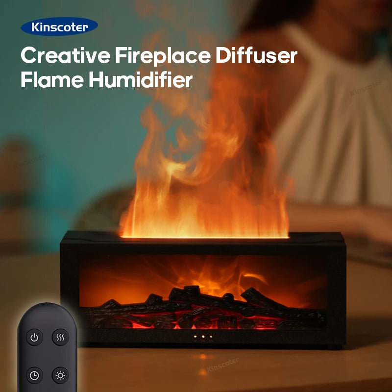 Fireplace Aroma Diffuser – Flame Humidifier with Remote & Auto-Off