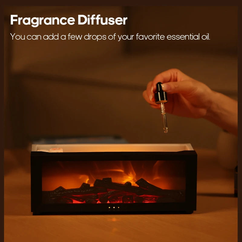 Fireplace Aroma Diffuser – Flame Humidifier with Remote & Auto-Off