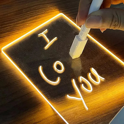 LED Acrylic Message Board & Night Light – USB Powered Desk Organizer